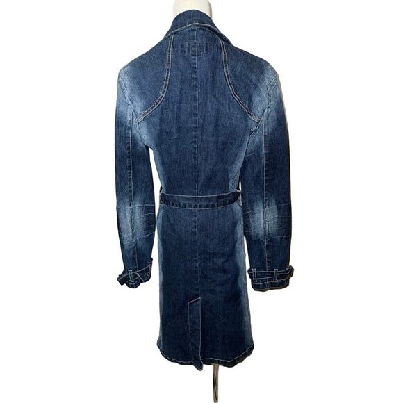 Retro Lazer Jeans Denim Trenchcoat Sz L - Picture 2 of 7